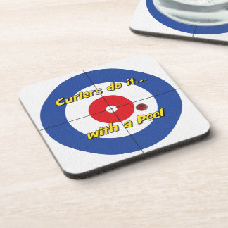 "Curlers do it to a Tee" Coasters - (Blue)