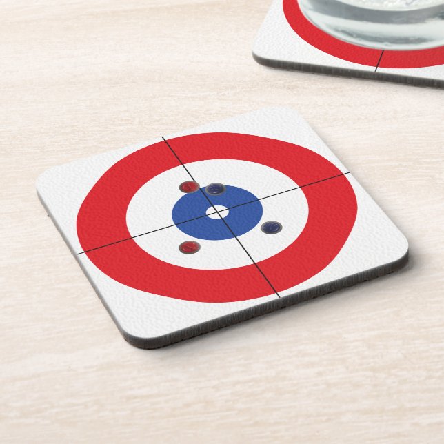 Curler's Drink Coasters - (Red) (Left Side)
