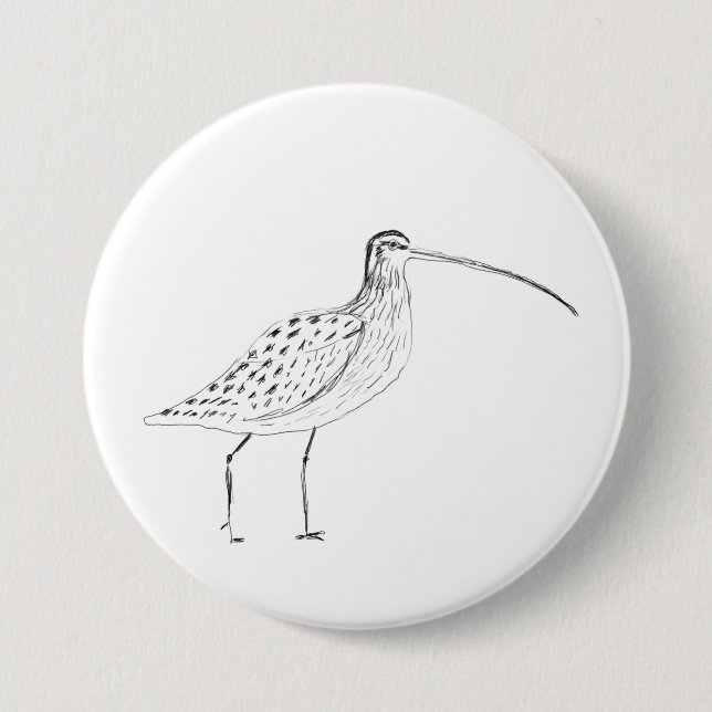 Curlew Badge 3 Inch Round Button (Front)