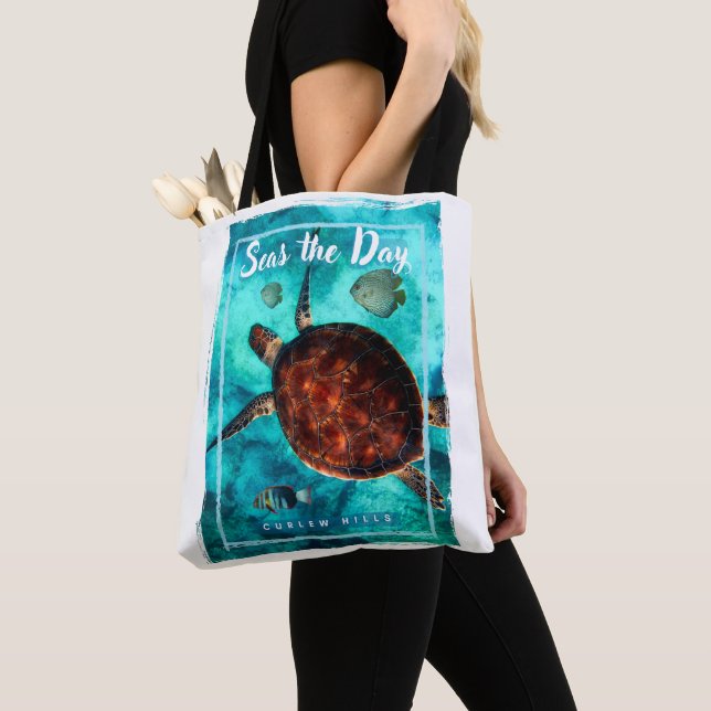 Curlew Turtle Tote Bag, Medium Bag (Close Up)