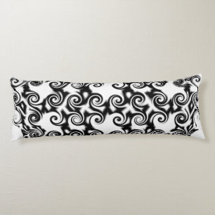 Curlicue Pentagon Black On White Body Pillow