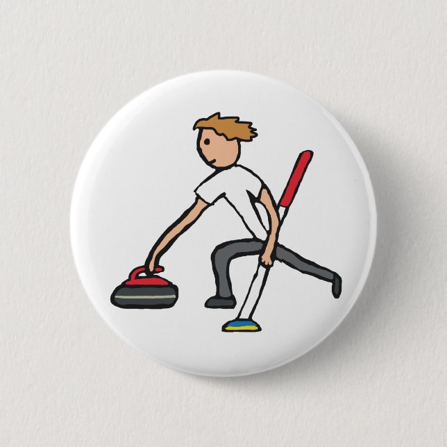 Curling 2 Inch Round Button (Front)