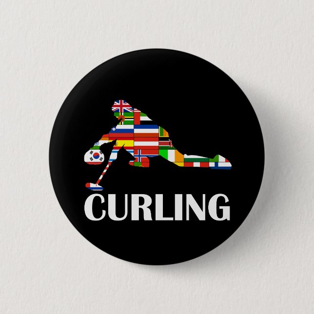 Curling 2 Inch Round Button (Front)