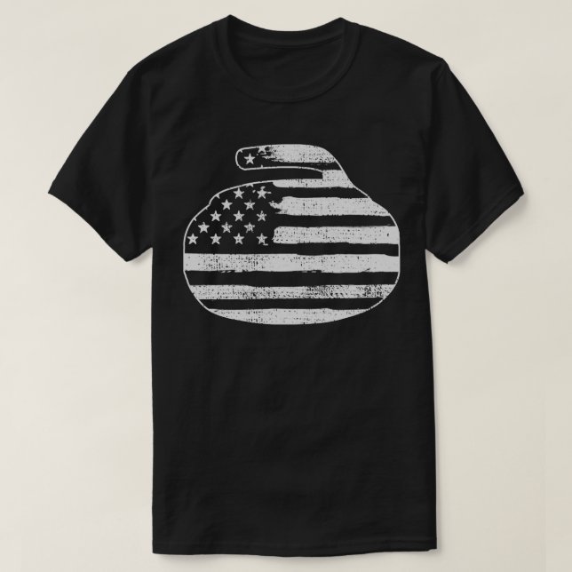 Curling American Flag 1 T-Shirt (Design Front)