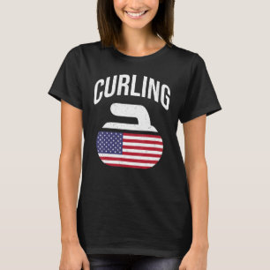 Curling  American Flag Curling USA Team Curler T-Shirt