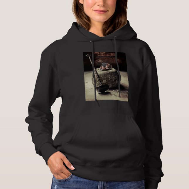 Curling Athlete USA Vintage Curling Stone  3 Hoodie (Front)