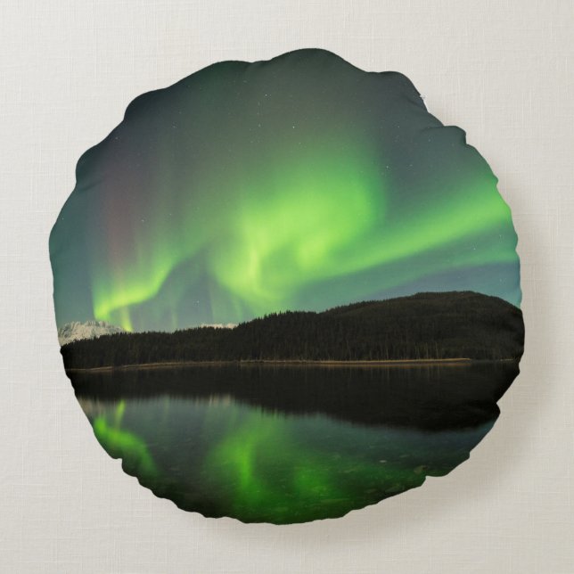Curling Aurora Round Pillow (Back)