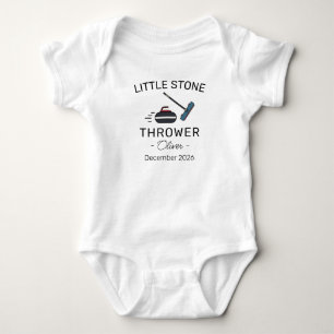 Curling Baby Announcement Little Stone Thrower Bodysuit