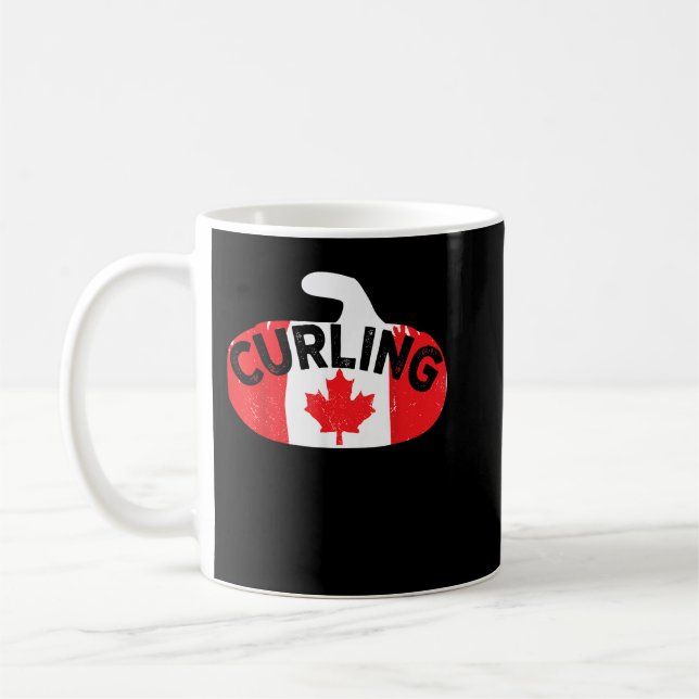 Curling Canada flag curling Canada flag curling cu Coffee Mug (Left)