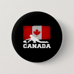 Curling Canada Flag Pride Vacation Travel Canadian 2 Inch Round Button