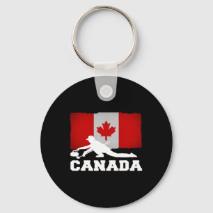 Curling Canada Flag Pride Vacation Travel Canadian Keychain