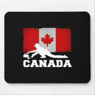 Curling Canada Flag Pride Vacation Travel Canadian Mouse Pad