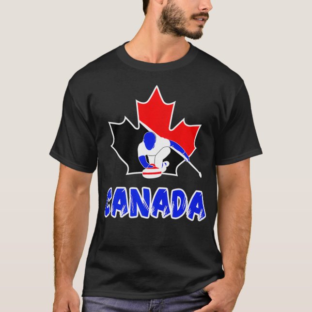 Curling Canada for Canadian Curling Fan and T-Shirt (Front)