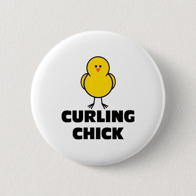 Curling Chick 2 Inch Round Button (Front)