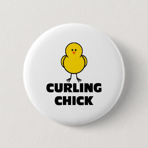 Curling Chick 2 Inch Round Button