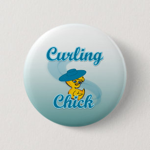 Curling Chick #3 2 Inch Round Button