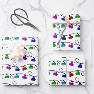 Curling Christmas Lights Wrapping Paper Sheets