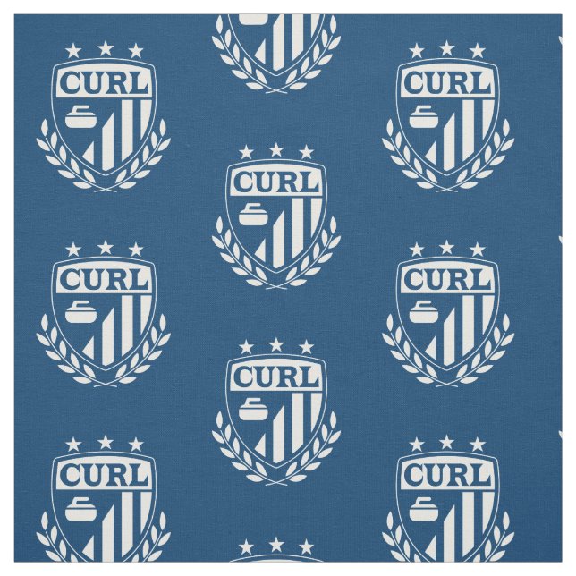 Curling Crest Fabric - Blue and White (Swatch)