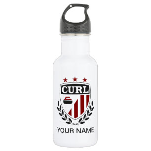 Curling Crest Water Bottle - Add Your Name