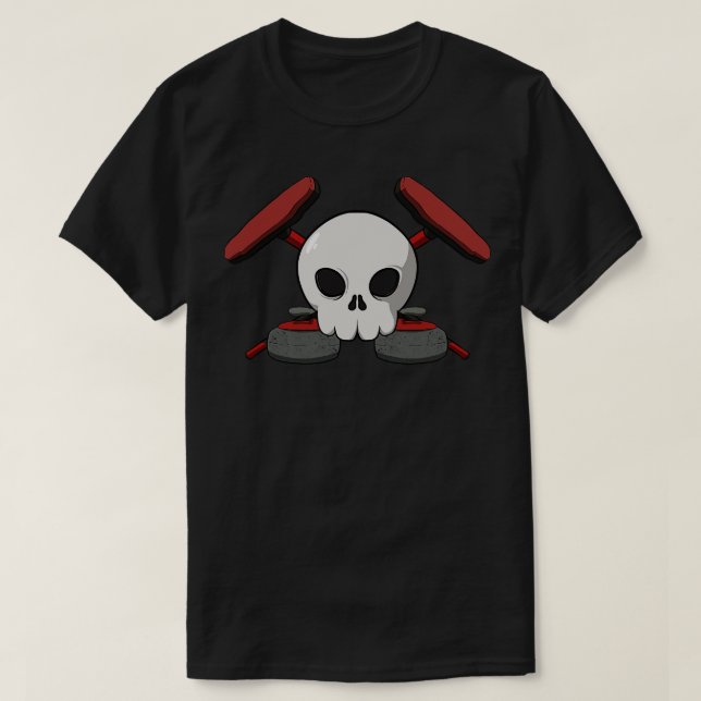 Curling crew Jolly pirate flag no caption T-Shirt (Design Front)