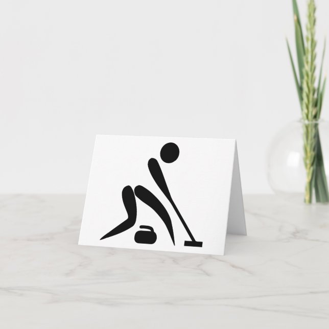 Curling Curler Stone Rock Broom Card (Front)