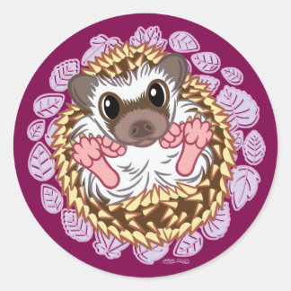 Curling Hedgehog coloured Classic Round Sticker