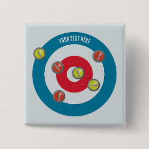 curling House and curling stones top view 2 Inch Square Button
