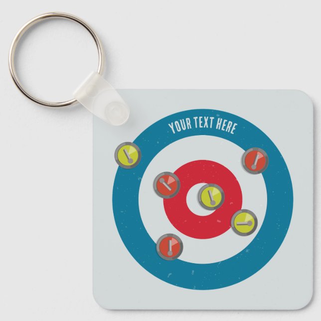 curling House and curling stones top view Keychain (Front)