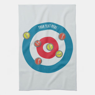 curling House and curling stones top view Kitchen Towel