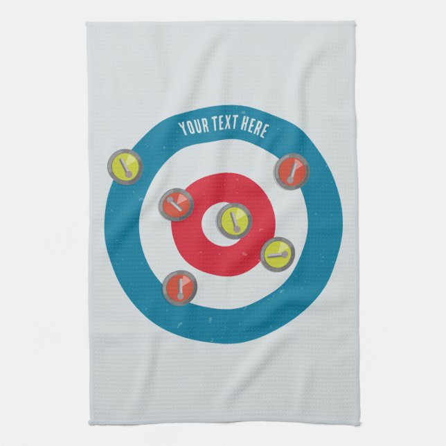 curling House and curling stones top view Kitchen Towel (Vertical)