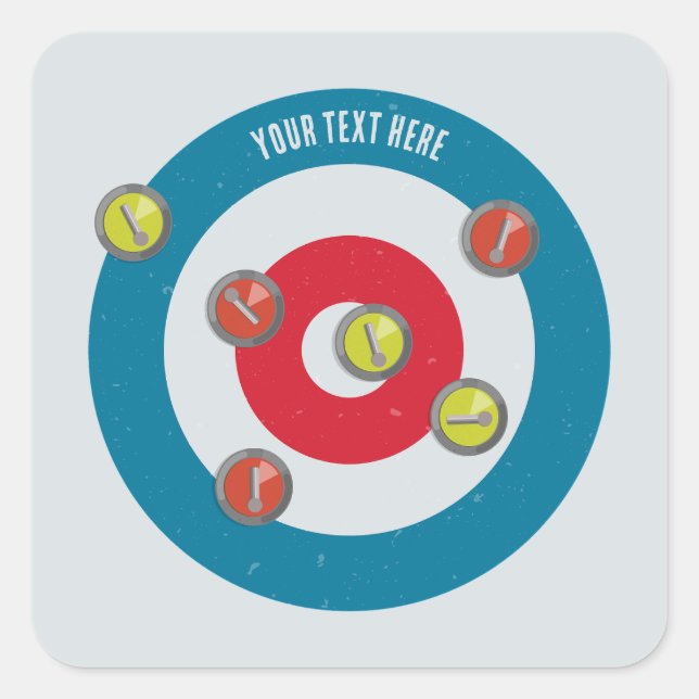 curling House and curling stones top view Square Sticker (Front)