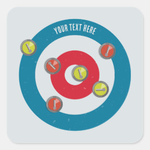 curling House and curling stones top view Square Sticker