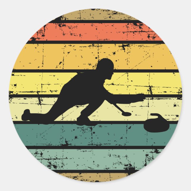 Curling Ice sport Stone Broom Classic Round Sticker (Front)