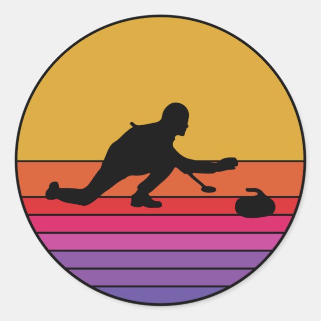 Curling Ice sport Stone Broom Classic Round Sticker (Front)