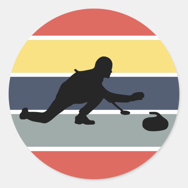 Curling Ice sport Stone Broom Classic Round Sticker (Front)