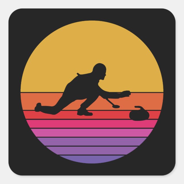 Curling Ice sport Stone Broom Square Sticker (Front)