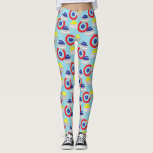 Curling Ice Sport Stones and Targets Pattern Leggings