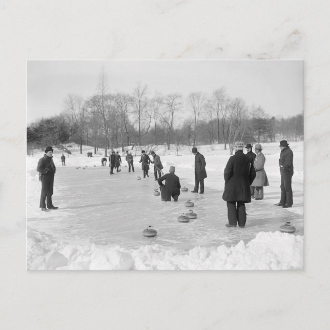 Curling in Central Park, 1906 Postcard (Front)