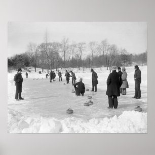Curling in Central Park, 1906. Vintage Photo Poster