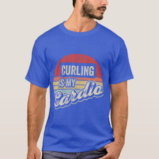 Curling Is My Cardio Vintage Retro Funny Curling  T-Shirt