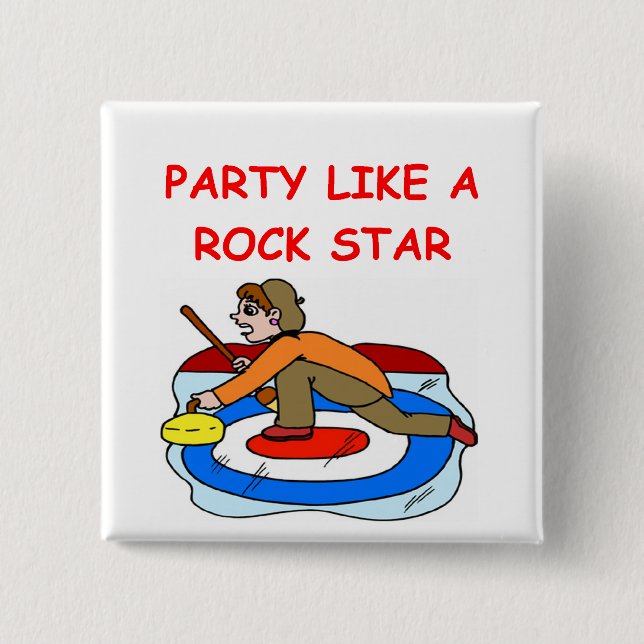 curling joke 2 inch square button (Front)