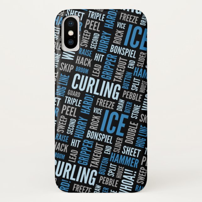 Curling Lingo Cell Phone Case - Blue and Black (Back)