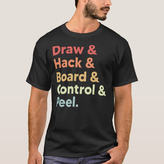 Curling meme draw hack board control peel retro T-Shirt (Front)
