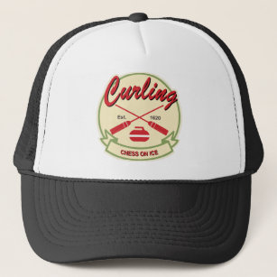 Curling patch trucker hat