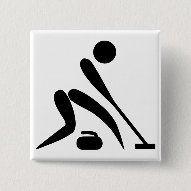 Curling Pictogram 2 Inch Square Button (Front)