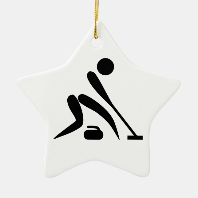 Curling Pictogram Ceramic Ornament (Front)