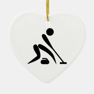 Curling Pictogram Ceramic Ornament