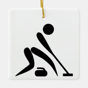 Curling Pictogram Ceramic Ornament