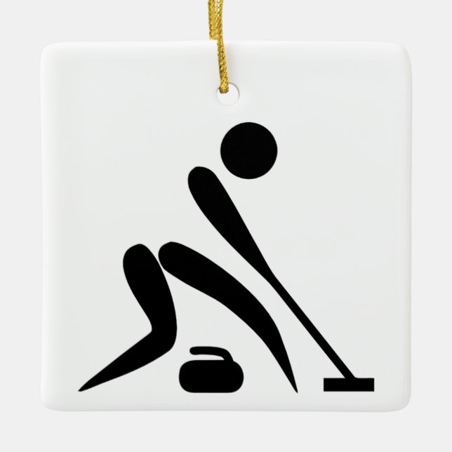 Curling Pictogram Ceramic Ornament (Front)