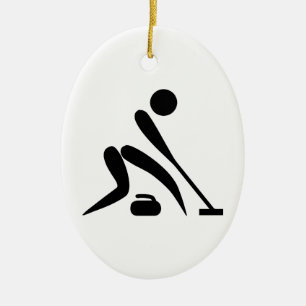 Curling Pictogram Ceramic Ornament
